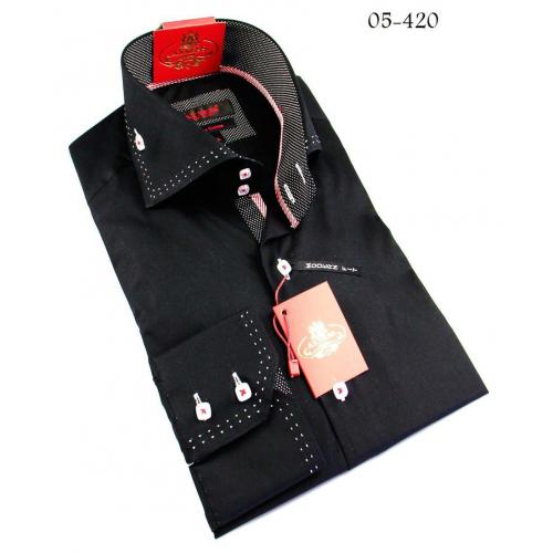 Axxess Black / White Handpick Stitching 100% Cotton Dress Shirt 05-420