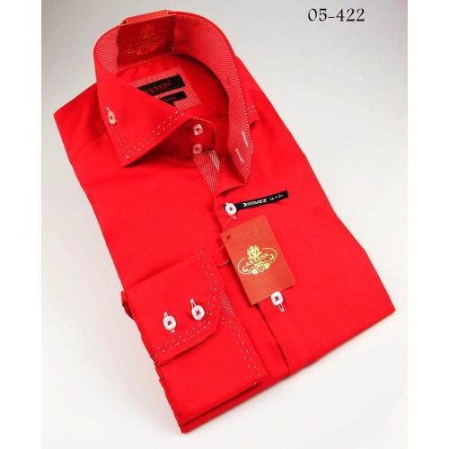 Axxess Red / White Handpick Stitching 100% Cotton Dress Shirt 05-422