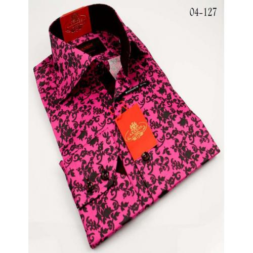 Axxess Pink / Blue Handpick Stitching 100% Cotton Dress Shirt 04-127