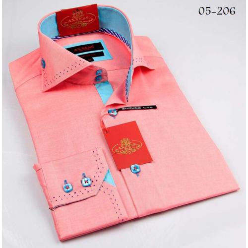 Axxess Pink / Blue Handpick Stitching 100% Cotton Dress Shirt 05-206