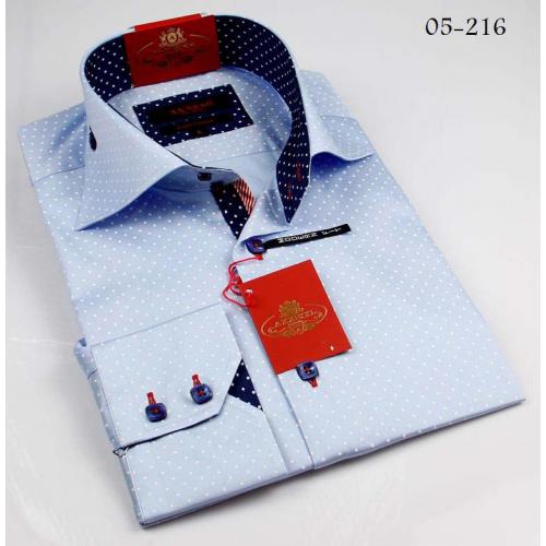 Axxess Blue / Navy Handpick Stitching 100% Cotton Dress Shirt 05-216