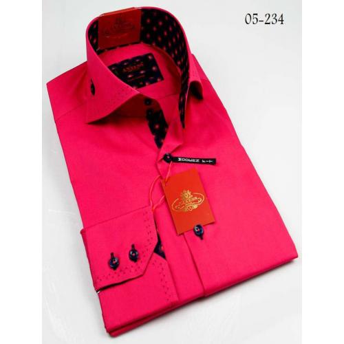 Axxess Pink / Navy Handpick Stitching 100% Cotton Dress Shirt 05-234