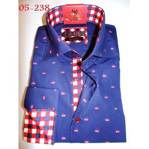 Axxess Blue / Navy Handpick Stitching 100% Cotton Dress Shirt 05-238