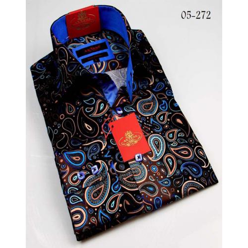 Axxess Blue / Black Handpick Stitching 100% Cotton Dress Shirt 05-272