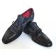 Paul Parkman FK77W Navy Genuine Suede Captoe Double Monkstraps Shoes