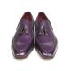 Paul Parkman 083 Purple Genuine Leather Hand-Painted Loafer Shoes With Tassel