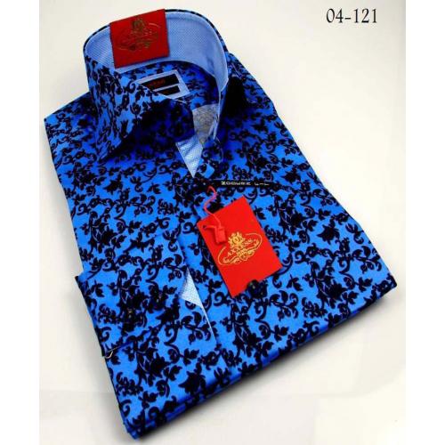Axxess Blue / Navy Handpick Stitching 100% Cotton Dress Shirt 04-121
