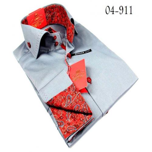 Axxess Grey Handpick Stitching 100% Cotton Dress Shirt 04-911