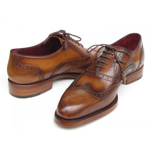 Paul Parkman 027 Tobacco Genuine Leather Wingtip Oxford Goodyear Welted Shoes