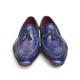 Paul Parkman 082 Blue / Purple Genuine Leather Side Handsewn Tassel Loafer Shoes