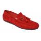 Calzoleria Toscana Ferrari Red Genuine Lambskin Suede Leather Driving Bit Loafer Shoes With Tassels 2907
