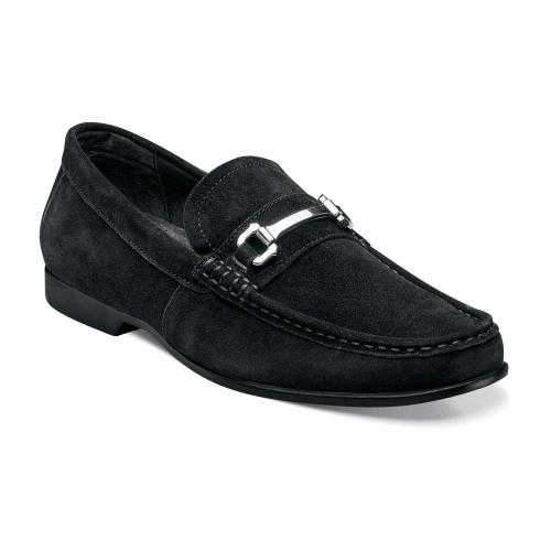 Stacy Adams "Ellston" Black Suede Moc Toe Loafer Shoes 24951