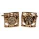 Fratello Gold Plated Oval Cufflinks Set With Clear Enamel And Clear Rhinestone CL048