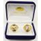 Fratello Gold Plated Oval Cufflinks Set With Clear Enamel And Clear Rhinestone CL048