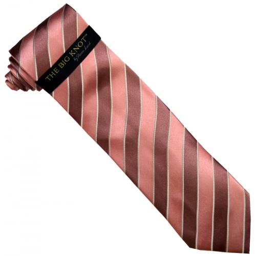 Steven Land Collection "Big Knot" SL191 Mauve / Pink / Silver Grey Diagonal Design 100% Woven Silk Necktie/Hanky Set