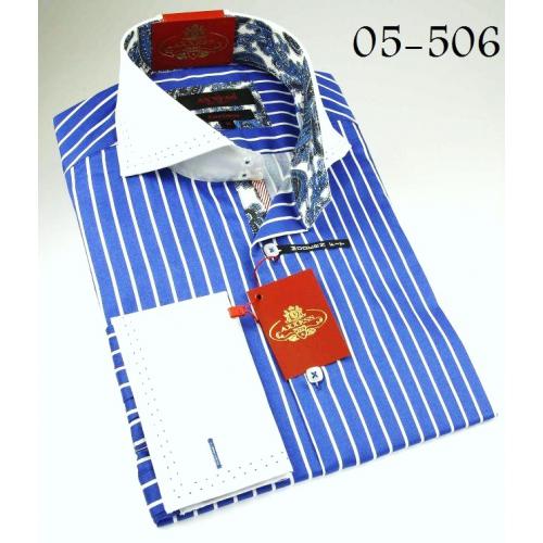 Axxess Blue / White 100% Cotton Dress Shirt 05-506