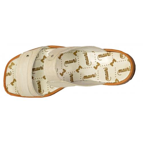 Mauri "1537" Solid White Genuine Python / Lizard Slide Sandals