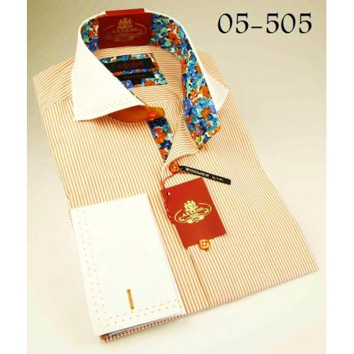 Axxess Camel Pinstripes 100% Cotton Dress Shirt 05-505