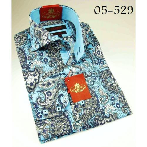 Axxess Turquoise Paisley 100% Cotton Dress Shirt 05-529