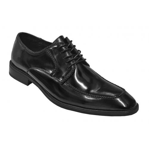 Stacy Adams "Bramwell" Black Polished Genuine Leather Shoes With Braided Edging 24971-001