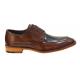 Stacy Adams "Bramwell" Brown / Navy Blue Polished Genuine Leather Shoes With Braided Edging 24971-492