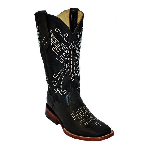 Ferrini Ladies 82693-04 Black "Rhine Stone Cowgirl" Genuine Cowhide Boots