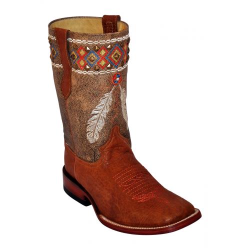 Ferrini Ladies 82993-02 Cognac "Aztec Princess" Genuine Cowhide Boots