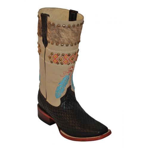 Ferrini Ladies 90671-04 Black "Aztec Queen" Genuine Cowhide Boots