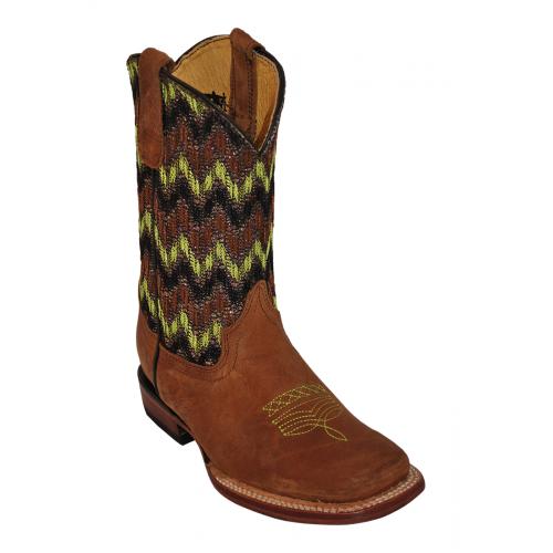 Ferrini Kid's Brown Genuine Patchwork Cowhide Cowboy Boots 72193-10