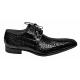 Mauri 53156 Black Genuine All-Over Alligator Belly Skin Shoes.