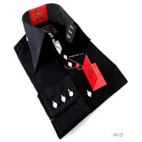 Axxess Black / White 100% Cotton Dress Shirt 05-125