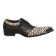Zota Black / White Leopard Hair Pointed Toe Shoes With Metal Tip G737-4