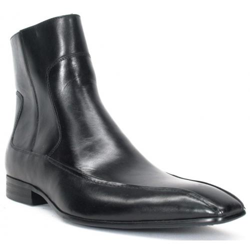 Carrucci Black Genuine  Burnished Leather Zip Boots KB470-01.