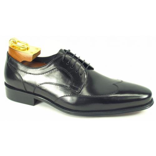 Carrucci Black Genuine Leather Wingtip Leather Oxford Shoes KS099-813.