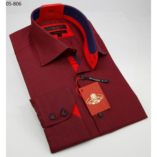 Axxess Burgundy Cotton Modern Fit Dress Shirt 05-806
