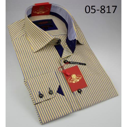 Axxess Blue / Yellow Cotton Modern Fit Dress Shirt 05-817