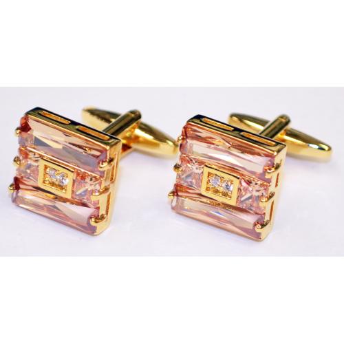 Fratello Gold Plated Square Cufflinks Set With Honey Rhinestone CL012