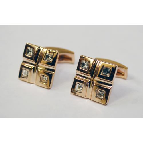 Fratello Rose Gold Plated Square Cufflinks Set With Rhinestone CL036