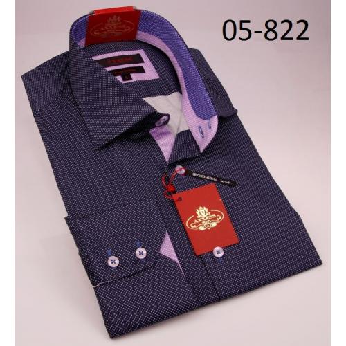 Axxess Charcoal Grey / Purple Cotton Modern Fit Dress Shirt 05-822
