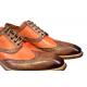 Jose Real "Florence" Coffee Brown / Burnt Orange Italian Hand Painted Wingtip Shoes With Contrast Perforation R2318