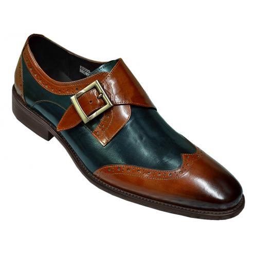 Carrucci Brown / Cognac Genuine Calf With Monk Straps Shoes KS099-710T.