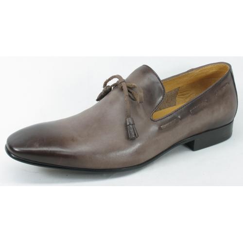 Carrucci Brown Genuine Calf Skin Leather Shoes With Tassel KS308-04.