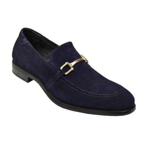 Stacy Adams "Gulliver" Navy Genuine Leather Suede With Silver Bracelet Loafer Shoes 24993-410