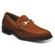 Stacy Adams "Flynn" Chocolate Brown / Caramel Genuine Leather Suede Moc Toe Loafer Shoes With Silver Bracelet 24914-249