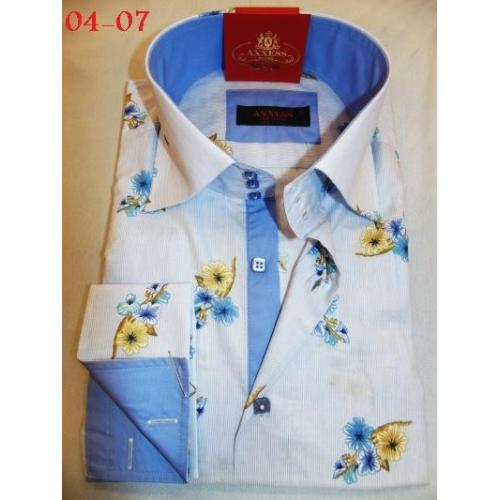Axxess Blue Flower 100% Cotton Dress Shirt 04-07