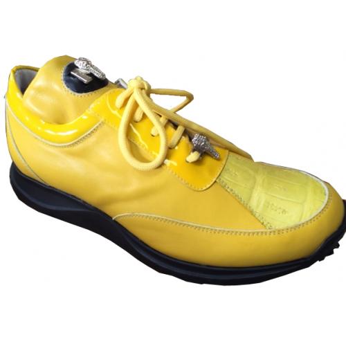 Mauri "8761" Yellow Genuine Baby Crocodile / Patent Leather / Nappa Sneakers