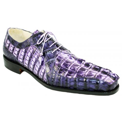 Fennix Italy 3596 Ink / Lavender Genuine Hornback Alligator Vintage / Hornback Alligator Tail Shoes