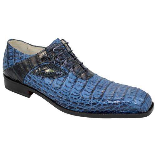 Fennix Italy 3419 Saphire / Navy Genuine All Over Hornback Alligator Vintage Shoes With Eyes