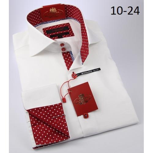 Axxess  White / Red Stripes Cotton Modern Fit Dress Shirt 10-24