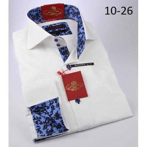 Axxess White / Blue Stripes Cotton Modern Fit Dress Shirt 10-26